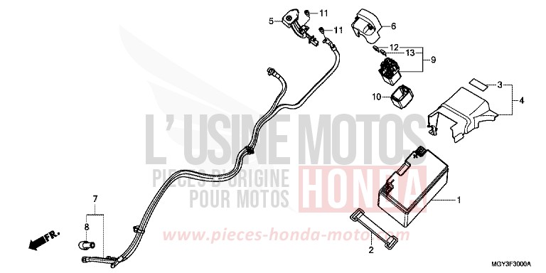 BATTERIE von VFR800X „Crossrunner“ CANDY BLAZING RED (R195) von 2011